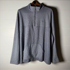 Tommy Bahama Sweatshirt Men's XXL Nautical Navy & White Stripe 1/4 Zip Pullover